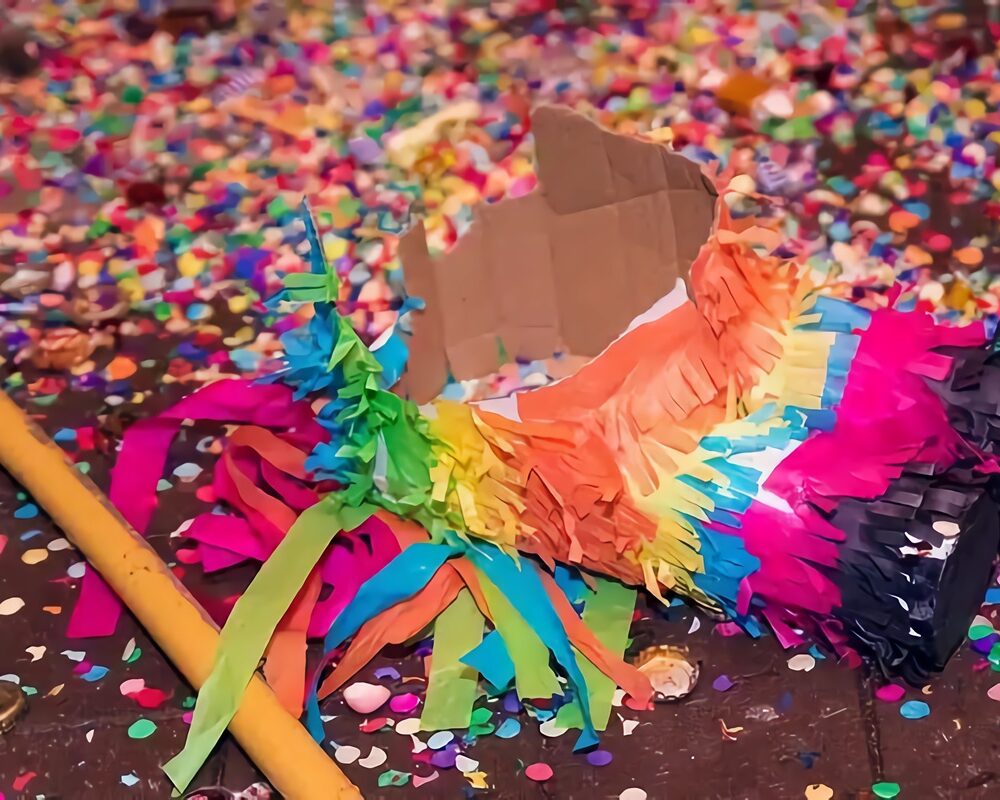 pinata cassée au sol