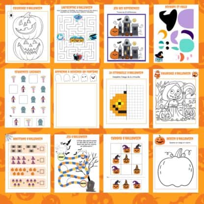 pages du cahier d'activités Halloween