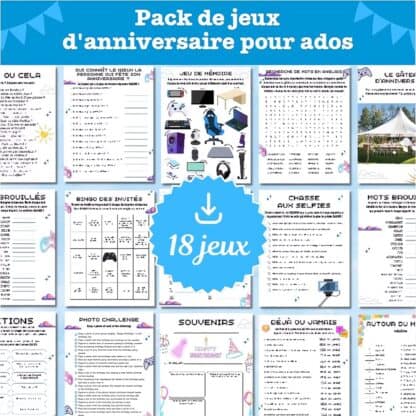 jeux anniversaire ados à imprimer